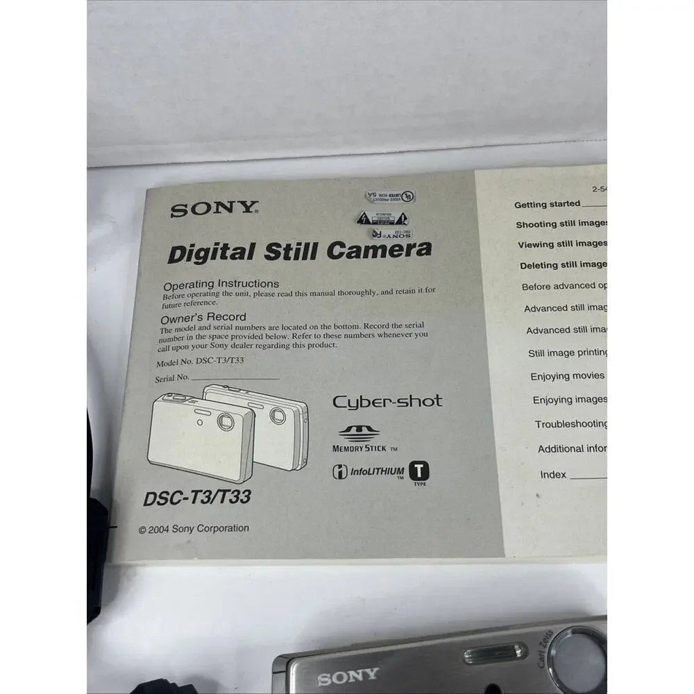 Sony CyberShot DSC-T33 Digital Camera 5.1MP CCD 3x 100% Working With Accessories